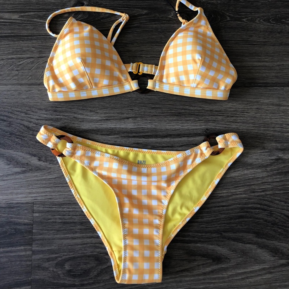 Yellow checkered bikini